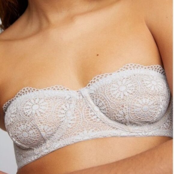 NWT Free People Starla Underwire Bra Skies Blue Lace Boho Bralette New Adjust - Picture 2 of 3
